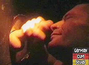 Amateur gloryhole German sucks cock in closeup till facial