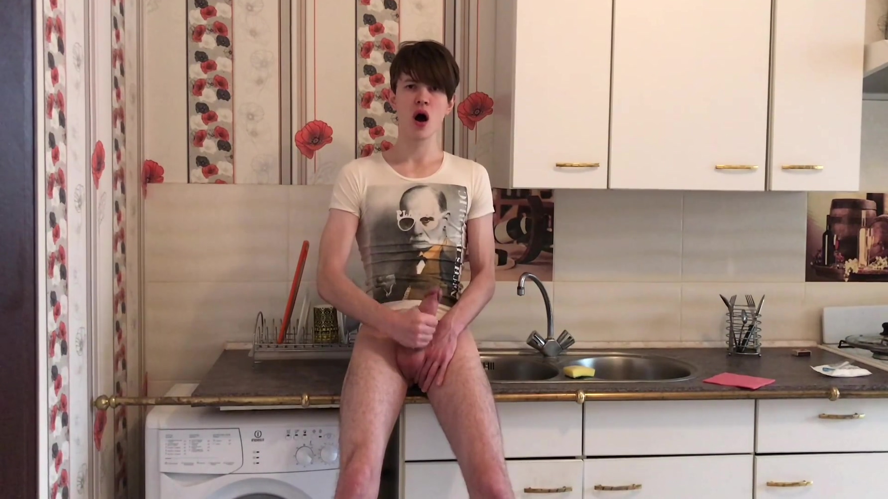 Cute Stepson Touches His Extra Long Dick In Front Of Stepdaddy – Big Loads – Cumming Hard – Wank