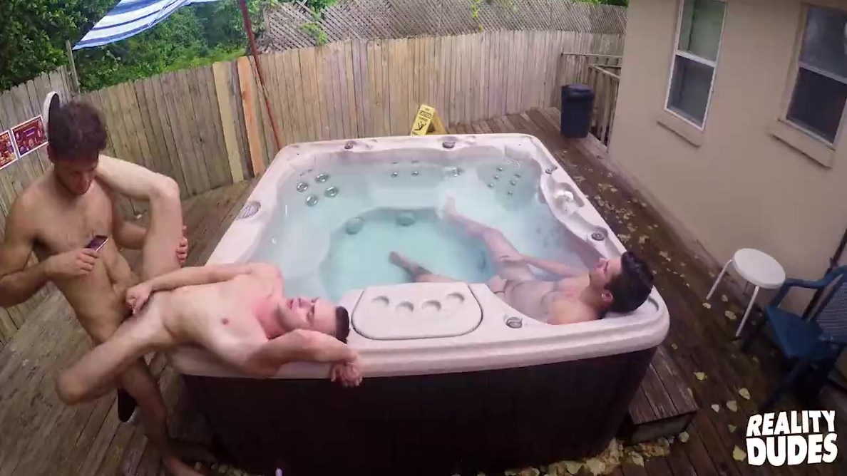 Dark Haired And Tim Hanes – Valentino Lets His Horny Bf Fuck Him Next To The Hot Tub