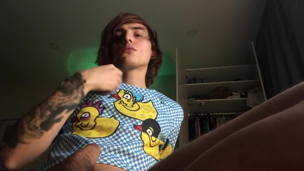 Emoboy With Ducks Fucks Himself With Fingers And Bright Cumshot