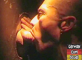Gloryhole amateur German stud sucks cock in closeup 4 facial