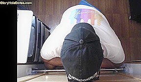 Gloryhole homemade DILF sucks and wanks BFs cock at home