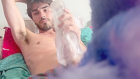 Sticking Cock In Fleshlight In Bed