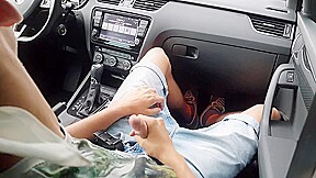 Young Hitchhiker Is Driving In The Car