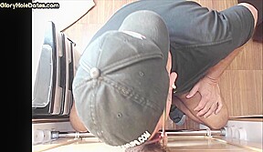 Cock starving gloryhole DILF gets banged in jockstrap ass