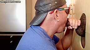 Gloryhole mature IR gay barebacked after BJ at home