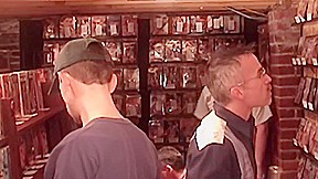 Hungry Gay Scene-4 Gay Cock Sucking Orgy At The Video Store