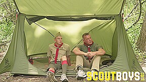 ScoutBoys Sexy hung DILF Tyler Saint barebacks hot Scoutboy in woods