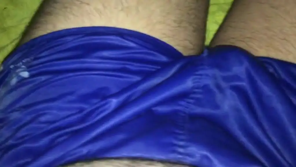 I in Adidas blue White nylon satin short