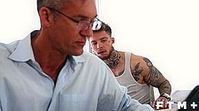 Hairy DILF Silver Steele has FTM gay sex w Atlas Alexander