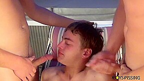 BoyPissing: Noah Brooks Enjoys Wet Double Pleasure With Tops Austin Ried And Wesley Marks