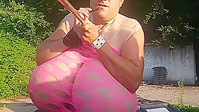 Cup Z Huge Tits Crossdresser Outdoor Selfbondage Mistake In Public. Key Lost. Helpless With Automatic Pump Dildo In Ass