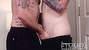 FTM Men – Tatted stud Aiden Dean breeds his FTM Boyfriend Andrew Delta