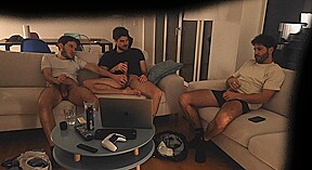 straight friend jerks off with gay couple – real amateur