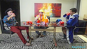 Latin jock threesome with cumshot