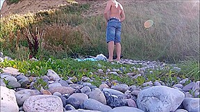 watch me with my big dick at the beach striping and in the water
